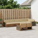 vidaXL Set de canapele de exterior cu pernă 8 pcs Natural și Bej 3383501