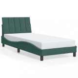 Cadru de pat fara saltea, Hanko, verde inchis, 90x200 cm, catifea