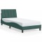 Cadru de pat fara saltea, Hanko, verde inchis, 90x200 cm, catifea