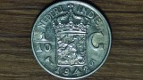 Indiile est Olandeze - moneda exotica de argint - 1/10 gulden 1942 AUNC - mintmark palmier- bijuterie de moneda !