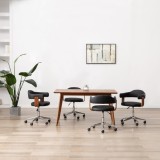 vidaXL Scaune bucătărie 4 buc, negru, lemn curbat &amp; piele ecologică