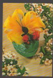 CPIB 24540 CARTE POSTALA - FELICITARE - VAZA CU FLORI, SCRISA SI NRCIRCULATA