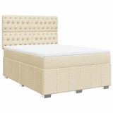 Cumpara ieftin Pat box spring cu saltea, crem, 140x200 cm, textil