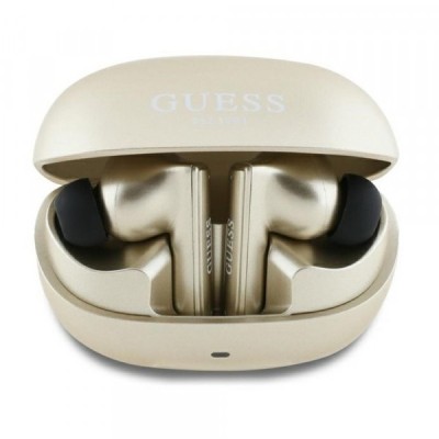 Handsfree Bluetooth Guess Capsule Printed Logo, TWS, ANC, Auriu foto