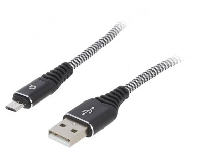 Cablu USB 2.0 A la Micro B Aurit 2m Negru foto