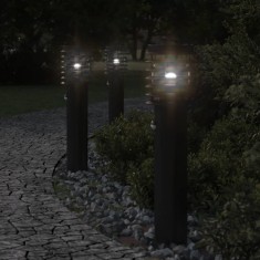 vidaXL Lampa exterioara de podea cu senzor, negru, 60 cm, o?el inox foto