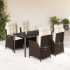 Gossi set mobilier de gradina, 5 piese, cu perne, maro, poliratan