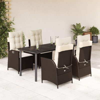 Gossi set mobilier de gradina, 5 piese, cu perne, maro, poliratan foto