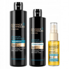 Kit nutritiv pentru par Avon Advance Techinques cu ulei de argan, Sampon 400 ml/Balsam 250 ml/Ser 30 ml foto