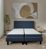 Pat Milano Premium din Lemn Masiv - 180&times;200 cm Albastru / Pat + Saltea