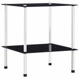 Cumpara ieftin Raft cu 2 niveluri, negru, 40 x 40 x 47 cm, sticla securizata
