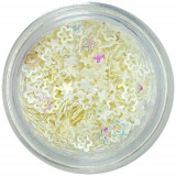 Confetti sclipitor - flori albe sidefate, cu gol &icirc;n mijloc