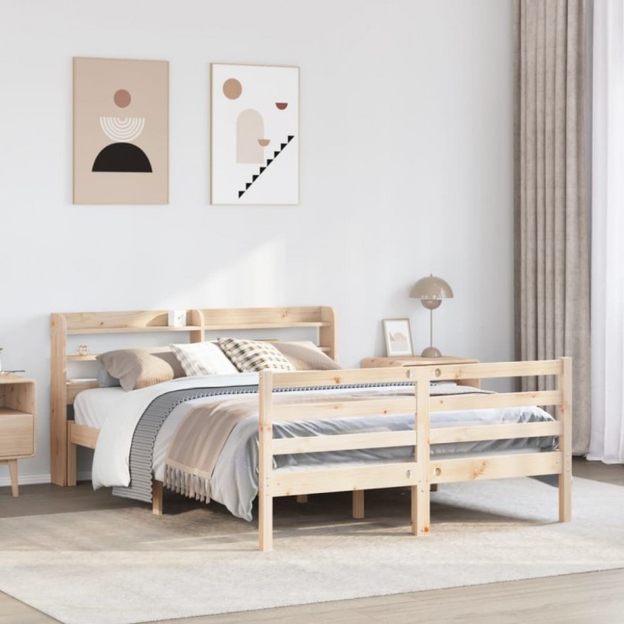 Gossi cadru de pat cu tablie, 120x200 cm, lemn masiv de pin