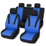 Set huse scaune auto universale albastru-negru, textil, 8 piese