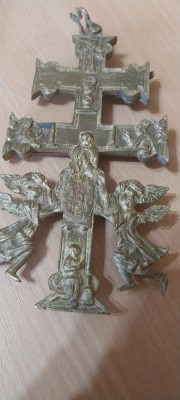 Cruce pectorală antică Caravaca de bronz foto