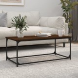 Cumpara ieftin Măsuță cafea stejar maro 102x50x40 cm lemn prelucrat și fier