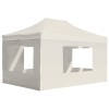 Cort Pliabil Petrecere vidaXL Crem 4.5 x 3 m Aluminiu Impermeabil cu Pereți Laterali, Fereastră PVC, Montaj Ușor