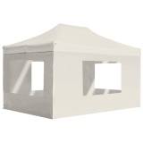 Cort Pliabil Petrecere vidaXL Crem 4.5x3m Aluminiu Impermeabil Pavilion Gradina Evenimente Montaj Rapid