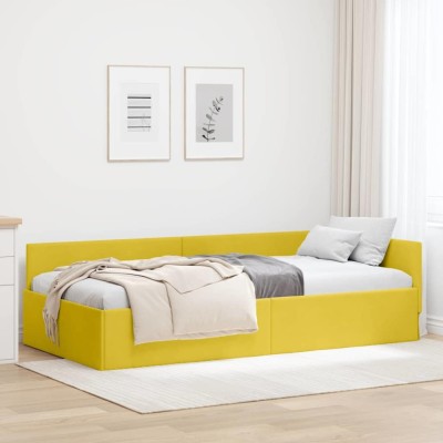 vidaXL Cadru de pat colțar Altele cu headboard Galben 80 x 200 cm 42016067 foto