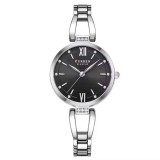Ceas Dama CURREN 9092, Quartz, Cadran Negru, Bratara si Carcasa Argintie, Otel Inoxidabil, 30mm