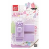 Radiera, Model Labuta de Pisica, cu 2 Rezerve, Reglare Pull-Push, din Cauciuc, Mov