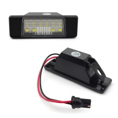 Set 2 Lampi LED Numar Auto pentru Nissan Juke, Qashqai X-Trail, Pathfinder Primera, Navara, Micra, 18 LED-uri SMD 2835, Alb 6000K, Plug &amp; Play, Fara E