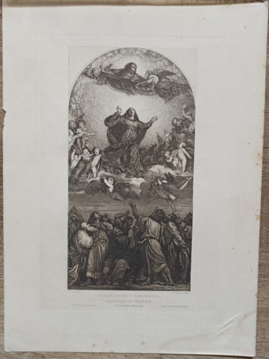 Adormirea Maicii Domnului, pictura de Tizian// gravura