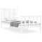 Cadru de pat cu tablie single mic, alb, lemn masiv