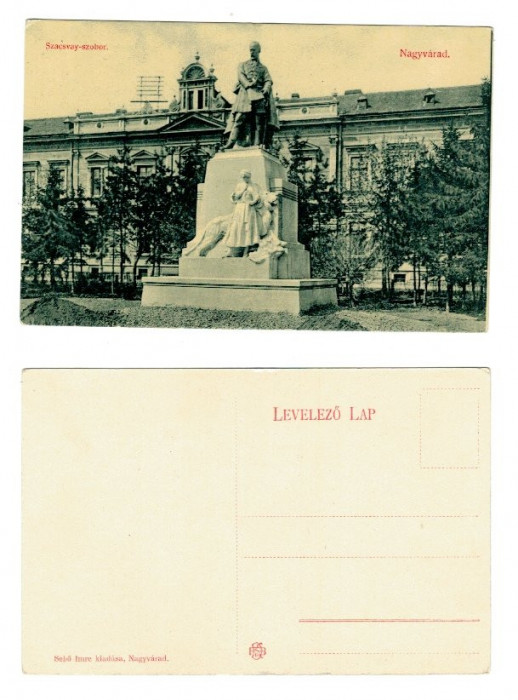 Oradea 1910(aprox.) - Statuia Szacsvay, ilustrata necirculata