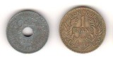 SV * Tunisia 10 CENTIMES 1942 si 1 FRANC 1941 * Protectoratul Francez WWII