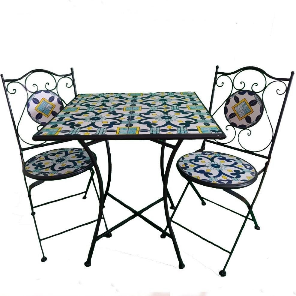 Set 2 scaune si masa din mozaic cu cadru de fier | Okazii.ro