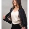 GEACA BOMBER NEGRU CU INTERIOR ANIMAL PRINT FRINCO TALIE UNICA Negru