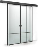Usa culisanta Boss &reg; Duo Black model Club negru, 90+90x215 cm, sticla mata securizata, glisanta in ambele directii