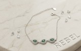 Cumpara ieftin Bratara Argint 925 Royal Emerald Drops , Design Triple Halo cu Cristale