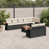 Cumpara ieftin Gossi set mobilier de gradina cu perne, 9 piese, negru, poliratan