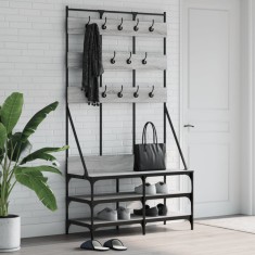 vidaXL Suport de haine cu raft pantofi, sonoma gri, 100x40x184 cm foto