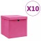 vidaXL Cutii depozitare cu capace, 10 buc., roz, 28x28x28 cm 325206