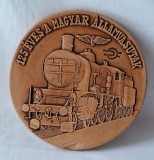 caile ferate maghiare - tren - locomotiva medalie aniversara ( 10.5 cm diametru)