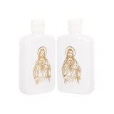 Set de 2 sticle de apă sfințită pentru botez 100 ml cu cruce, sticle din plastic pentru umplere