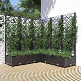 vidaXL Jardinieră de grădină cu spalier, negru, 120x120x121,5 cm, PP 318276