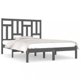 Cumpara ieftin Cadru de pat, gri, 200x200 cm, lemn masiv de pin