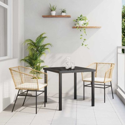 vidaXL Set de masă pentru grădină 3 pcs Maro poliratan 3380911 foto