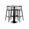 RAKI ASPEN Set masa si scaune de bar, 4 piese, masa neagra 60x101cm cu 3 scaune negre 51x54x103cm