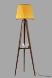 Cumpara ieftin Lampadar Sehbalı tripod lambader ceviz altıgen hardal abajurlu Maro/Mustar