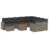 Set canapele de gradina cu perne, 11 piese, gri, poliratan