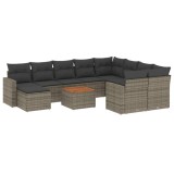 Set canapele de gradina cu perne, 11 piese, gri, poliratan