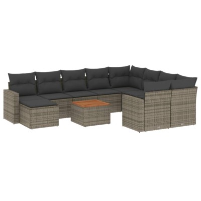 Set canapele de gradina cu perne, 11 piese, gri, poliratan foto