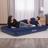 Saltea camping, 2 persoane, gonflabila, Bestway, velur, albastru, 191x137x22cm