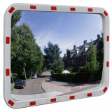 Oglindă de trafic convexă dreptunghiulară, 60 x 80 cm, cu reflectoare, vidaXL
