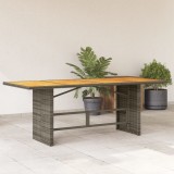Cumpara ieftin Masă de grădină, blat lemn acacia, gri, 190x80x74 cm, poliratan